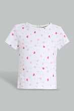 Load image into Gallery viewer, Redtag-Pink-Short-Dungaree-With-White-Aop-T-Shirt-Sets-Infant-Girls-3 to 24 Months