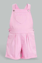 Load image into Gallery viewer, Redtag-Pink-Short-Dungaree-With-White-Aop-T-Shirt-Sets-Infant-Girls-3 to 24 Months
