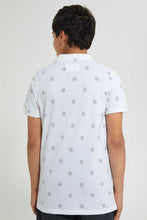 Load image into Gallery viewer, Redtag-White-Aop-Polo-Tee-Polo-Shirts-Senior-Boys-9 to 14 Years