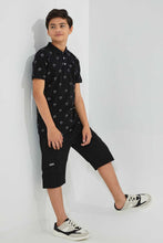 Load image into Gallery viewer, Redtag-Black-Aop-Polo-Tee-Polo-Shirts-Senior-Boys-9 to 14 Years