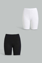 Load image into Gallery viewer, Redtag-Black/White-2Pcs-Pack-Cycling-Leggings-Leggings-Senior-Girls-9 to 14 Years
