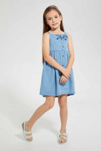 تنزيل الصورة على معرض الصور، Redtag-Blue-Denim-Dress-Dresses-Girls-2 to 8 Years