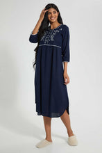 تنزيل الصورة على معرض الصور، Redtag-Assorted-Plain-Nightgown-With-Embroidery-Nightgowns-Women's-