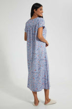 Load image into Gallery viewer, Redtag-Blue-Floral-Printed-Nightgown-Nightgowns-Women's-