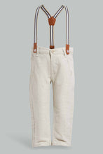 Load image into Gallery viewer, Redtag-Beige-Texture-Suspender-Casual-Trousers-Chino-Trousers-Infant-Boys-3 to 24 Months