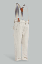 Load image into Gallery viewer, Redtag-Beige-Texture-Suspender-Casual-Trousers-Chino-Trousers-Infant-Boys-3 to 24 Months