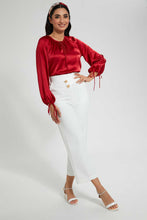 Load image into Gallery viewer, Redtag-Red-Long-Sleeve-String-Pattern-Blouse-Blouses-Women's-