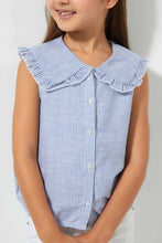 تنزيل الصورة على معرض الصور، Redtag-Blue-Stripped-Shirt-Blouse-Casual-Shirts-Girls-2 to 8 Years