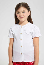 تنزيل الصورة على معرض الصور، Redtag-White-Textured-Front-Placket-Blouse-Blouses-Girls-2 to 8 Years