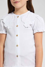 تنزيل الصورة على معرض الصور، Redtag-White-Textured-Front-Placket-Blouse-Blouses-Girls-2 to 8 Years
