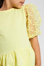 Load image into Gallery viewer, Yellow Puffed Organza Sleeve Blouse
