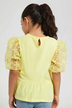Load image into Gallery viewer, Yellow Puffed Organza Sleeve Blouse
