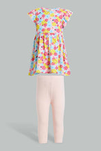 تنزيل الصورة على معرض الصور، Redtag-Pink-Short-Sleeve-Floral-Print-Casual-Set-Sets-Infant-Girls-3 to 24 Months