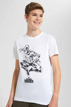 تنزيل الصورة على معرض الصور، Redtag-White-Black-Panther-T-Shirt-Graphic-T-Shirts-Senior-Boys-9 to 14 Years