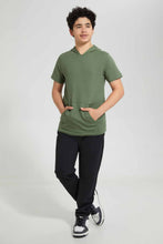 تنزيل الصورة على معرض الصور، Redtag-Green-Bsr-Plain-Hoody-Tee-Hoody-T-Shirts-Senior-Boys-9 to 14 Years