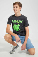 تنزيل الصورة على معرض الصور، Redtag-Charcoal-Hulk-Smash-T-Shirt-Graphic-T-Shirts-Senior-Boys-9 to 14 Years