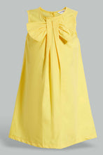 تنزيل الصورة على معرض الصور، Redtag-Yellow-Bow-Neck-Dress-Dresses-Girls-2 to 8 Years