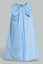 تنزيل الصورة على معرض الصور، Redtag-Blue-Bow-Neck-Dress-Dresses-Girls-2 to 8 Years