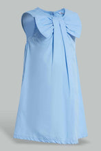 تنزيل الصورة على معرض الصور، Redtag-Blue-Bow-Neck-Dress-Dresses-Girls-2 to 8 Years