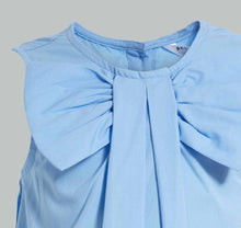 تنزيل الصورة على معرض الصور، Redtag-Blue-Bow-Neck-Dress-Dresses-Girls-2 to 8 Years