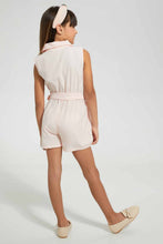 تنزيل الصورة على معرض الصور، Redtag-Pink-Collared-Button-Down-Jumpsuit-Playsuits-Girls-2 to 8 Years