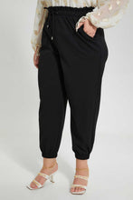 Load image into Gallery viewer, Redtag-Black-Paperbag-Waist-Jogger-Pants-Jogger-Fit-Women's-