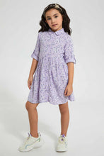 Load image into Gallery viewer, Lilac Floral Shirt Dress