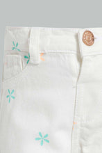 تنزيل الصورة على معرض الصور، Redtag-White-Aop-Short-Denim-Shorts-Infant-Girls-3 to 24 Months