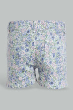 تنزيل الصورة على معرض الصور، Redtag-Blue-Floral-Aop-Short-Denim-Shorts-Infant-Girls-3 to 24 Months