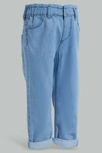 Load image into Gallery viewer, Redtag-Blue-Light-Wash-Denim-Jogger-Jeans-Harem-Fit-Infant-Girls-3 to 24 Months