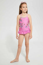 تنزيل الصورة على معرض الصور، Redtag-Pink-Floral-Printed-Swimsuit-Swimsuits-Girls-2 to 8 Years