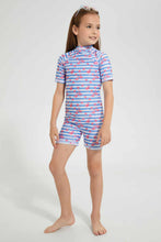 تنزيل الصورة على معرض الصور، Redtag-Cream-Printed-Front-Zipper-Swimsuit-Swimsuits-Girls-2 to 8 Years