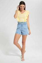 Load image into Gallery viewer, Redtag-Yellow-Frill-Detail-Rib-Top-Category:Tops,-Colour:Yellow,-Filter:Women's-Clothing,-New-In,-New-In-Women,-Non-Sale,-RMD-add,-S22C,-Section:Women,-Women-Tops-Women's-