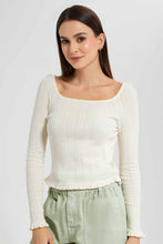Load image into Gallery viewer, Redtag-Cream-Pointelle-Rib-Top-Category:Tops,-Colour:Cream,-Filter:Women's-Clothing,-New-In,-New-In-Women,-Non-Sale,-RMD-add,-S22C,-Section:Women,-Women-Tops-Women's-