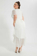 Load image into Gallery viewer, Redtag-White-Silver-Lurex-Dobby-Wrap-Dress-Dresses-Women's-