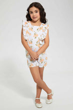 Load image into Gallery viewer, Redtag-Peach-Schiffli-Printed-Printed-Playsuit-Playsuits-Girls-2 to 8 Years