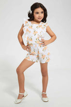 Load image into Gallery viewer, Redtag-Peach-Schiffli-Printed-Printed-Playsuit-Playsuits-Girls-2 to 8 Years