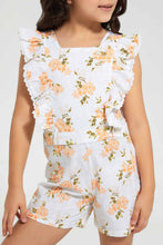 Load image into Gallery viewer, Redtag-Peach-Schiffli-Printed-Printed-Playsuit-Playsuits-Girls-2 to 8 Years