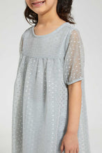 تنزيل الصورة على معرض الصور، Redtag-Grey-Foil-Printed-Dress-Dresses-Girls-2 to 8 Years