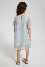 تنزيل الصورة على معرض الصور، Redtag-Grey-Foil-Printed-Dress-Dresses-Girls-2 to 8 Years