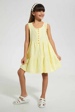 تنزيل الصورة على معرض الصور، Redtag-Yellow-Half-Placket-A-Line-Dress-Dresses-Girls-2 to 8 Years