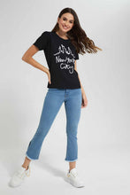Load image into Gallery viewer, Redtag-Black-New-York-Rope-Print-T-Shirt-Category:T-Shirts,-Colour:Black,-Filter:Women's-Clothing,-New-In,-New-In-Women,-Non-Sale,-S22D,-Section:Women,-Women-T-Shirts-Women's-