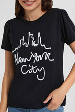 Load image into Gallery viewer, Redtag-Black-New-York-Rope-Print-T-Shirt-Category:T-Shirts,-Colour:Black,-Filter:Women's-Clothing,-New-In,-New-In-Women,-Non-Sale,-S22D,-Section:Women,-Women-T-Shirts-Women's-