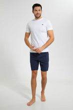 Load image into Gallery viewer, Redtag-White-With-Navy-Aop--Short-Pyjama-Set-Pyjama-Sets-Men's-