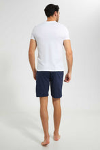 Load image into Gallery viewer, Redtag-White-With-Navy-Aop--Short-Pyjama-Set-Pyjama-Sets-Men's-