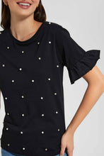 Load image into Gallery viewer, Redtag-Pale-Pink-Embellished-Shoulder-T-Shirt-Category:T-Shirts,-Colour:Pink,-Filter:Women's-Clothing,-New-In,-New-In-Women,-Non-Sale,-S22D,-Section:Women,-Women-T-Shirts-Women's-