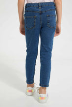 Load image into Gallery viewer, Redtag-Light-Wash-Girls-Denim-Pant-With-Beads-And-Studs-Jeans-Baggy-Fit-Girls-2 to 8 Years