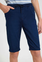 تنزيل الصورة على معرض الصور، Redtag-Dark-Wash-Knit-Denim-Short-Denim-Shorts-Senior-Boys-9 to 14 Years