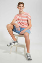 تنزيل الصورة على معرض الصور، Redtag-Light-Wash-Knit-Denim-Short-Denim-Shorts-Senior-Boys-9 to 14 Years