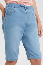 تنزيل الصورة على معرض الصور، Redtag-Light-Wash-Knit-Denim-Short-Denim-Shorts-Senior-Boys-9 to 14 Years